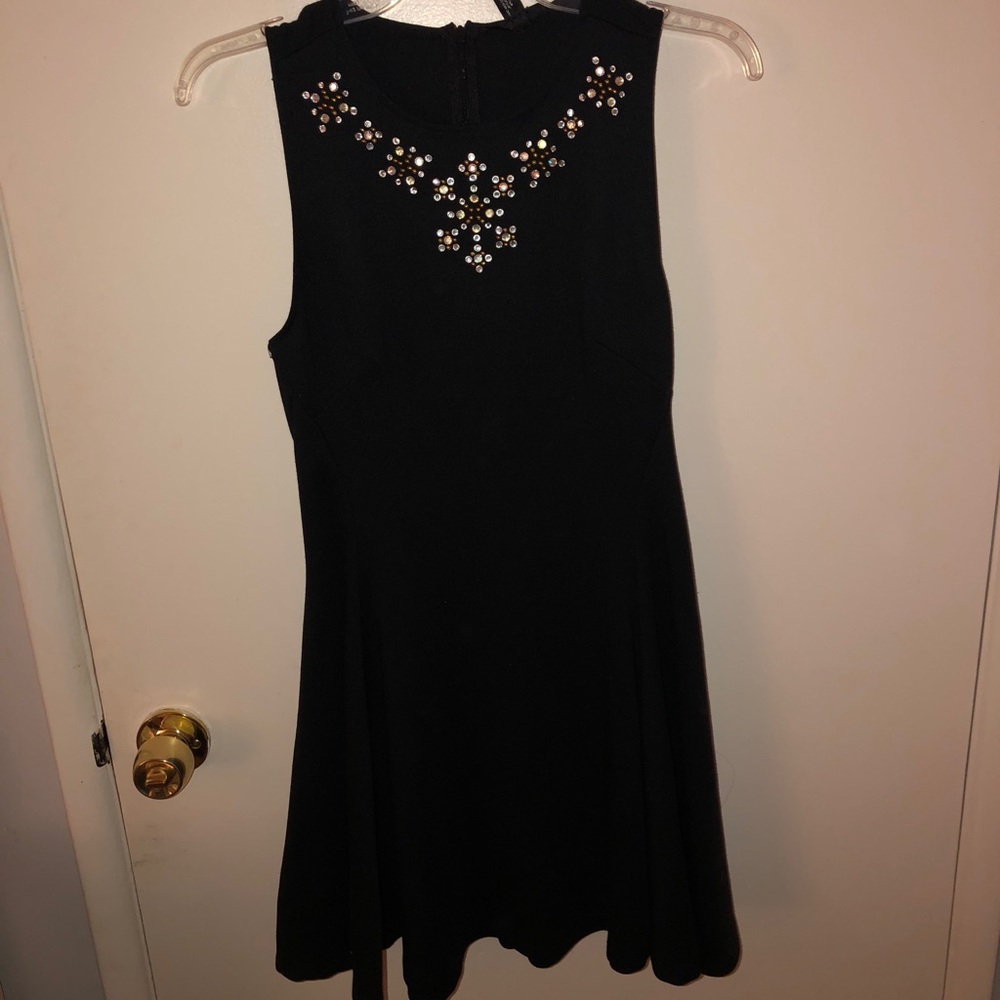 Black Embellished Aqua Dress